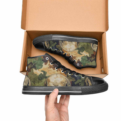 WOMEN'S Military Camo Skull High Top Canvas Dark Academia Sneakers