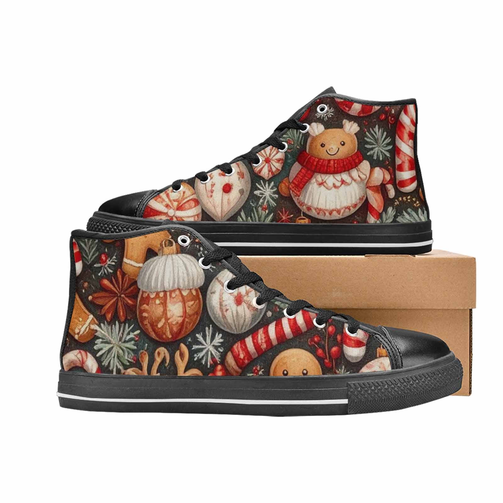 WOMEN'S Christmas Holly Snowflake High Top Canvas Dreamcore Custom Sneakers