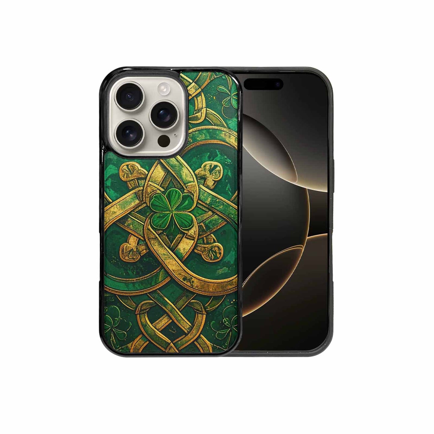 iPhone 16 Pro Case — Irish Celtic Knot Pattern Shamrocks Seamless, Custom Print Case Cover