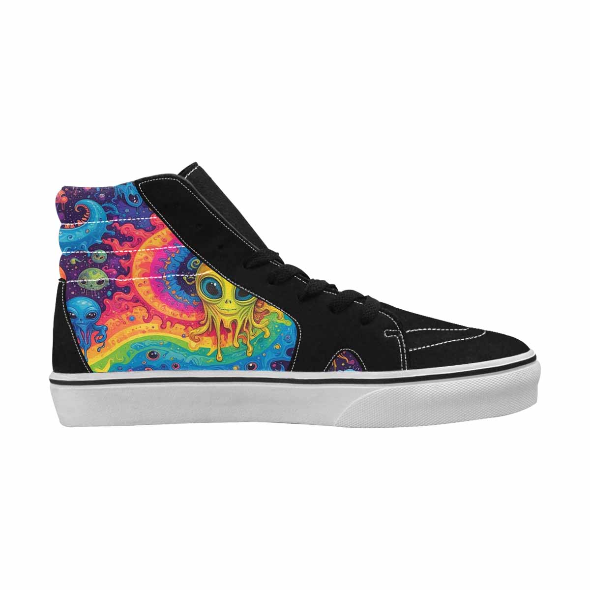 MEN'S Aliens  Tie Dye High Top Canvas Vibrant Chaos Custom Sneakers