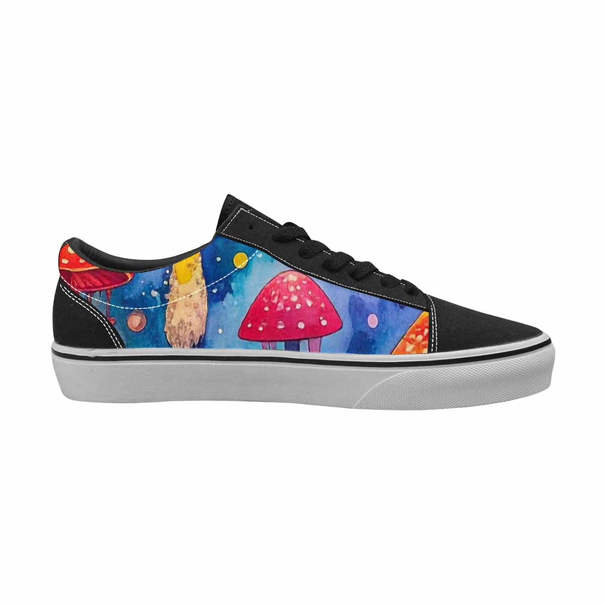 WOMEN'S Rainbow Drip Mushrooms Lace-Up Canvas Surreal Custom Shoes