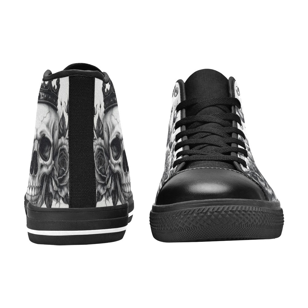 Horror Skull Dark Art Women's Gothic High Top Canvas Shoes | Freaky Shoes®