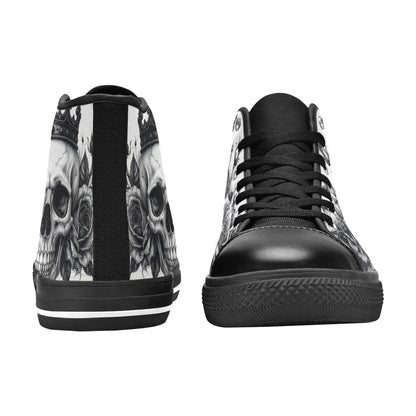 Horror Skull Dark Art Women's Gothic High Top Canvas Shoes | Freaky Shoes®