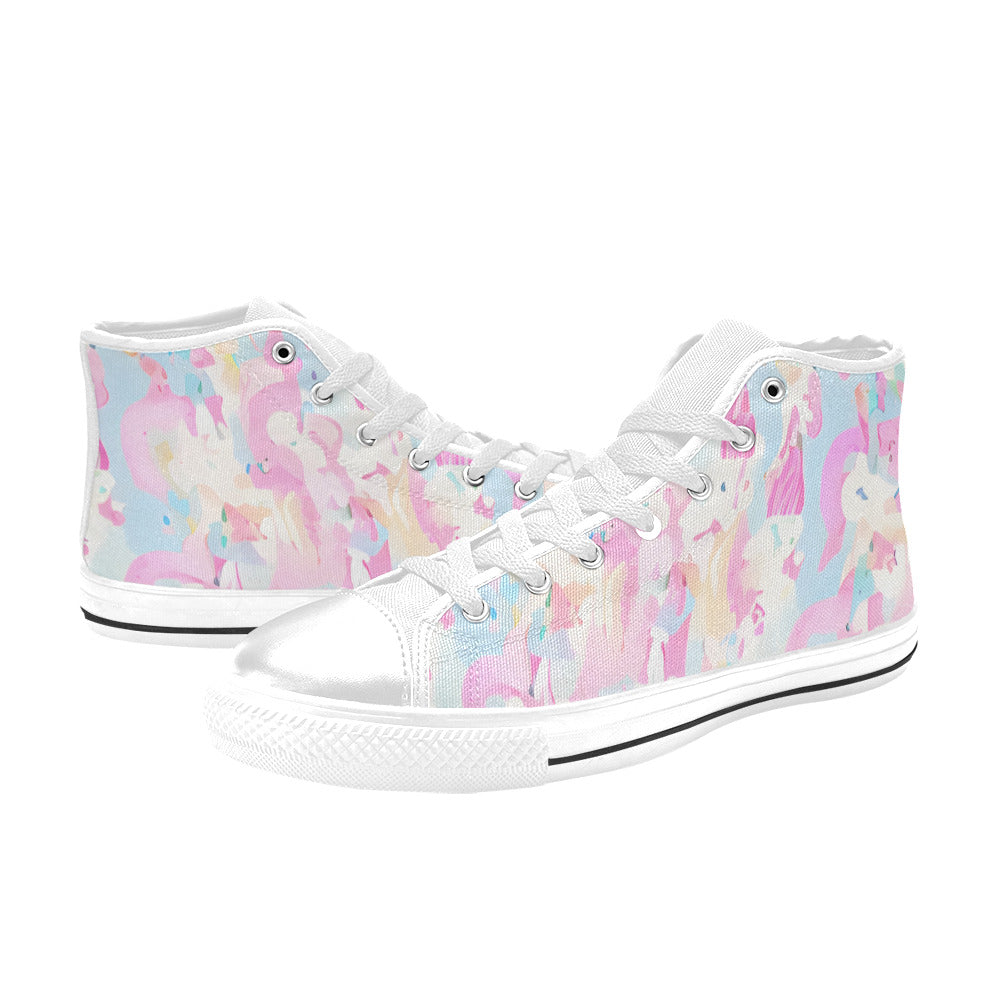WOMEN'S Cc Unicorn Art Unicorns High Top Canvas Wallpaper Art Custom Sneakers