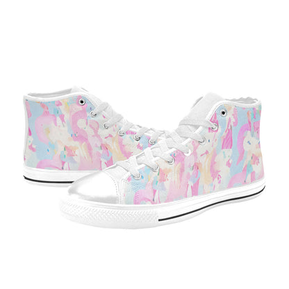 WOMEN'S Cc Unicorn Art Unicorns High Top Canvas Wallpaper Art Custom Sneakers