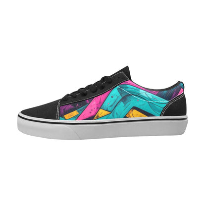 WOMEN'S Neon Squiggle Memphis Custom Low Top Skateboarding Vivid Custom Shoes