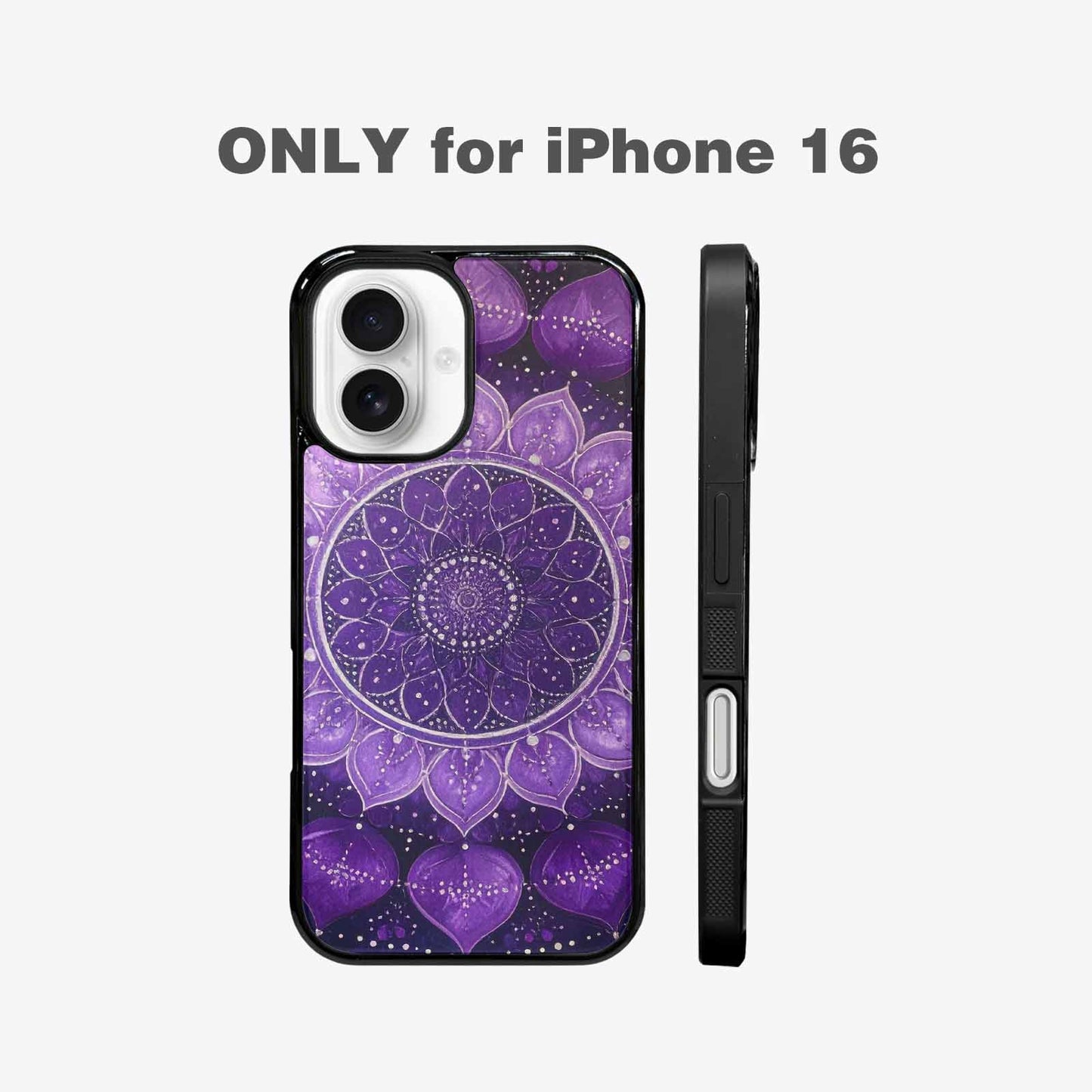 iPhone 16 Case — Purple Mandala Bohemian Print Edge To, Personalized Phone Case