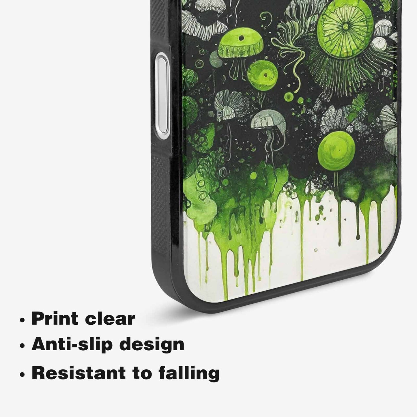 iPhone 16 Plus Case — Sea Creature Burst Black Green Ink, Custom Art Phone Cover