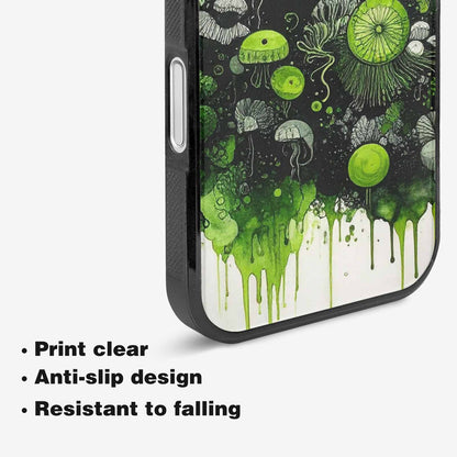 iPhone 16 Plus Case — Sea Creature Burst Black Green Ink, Custom Art Phone Cover