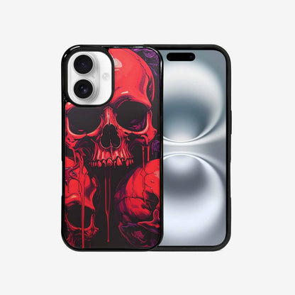 iPhone 16 Case — Red Purple Skeletons Neon Drip Melting, Custom Art Phone Cover