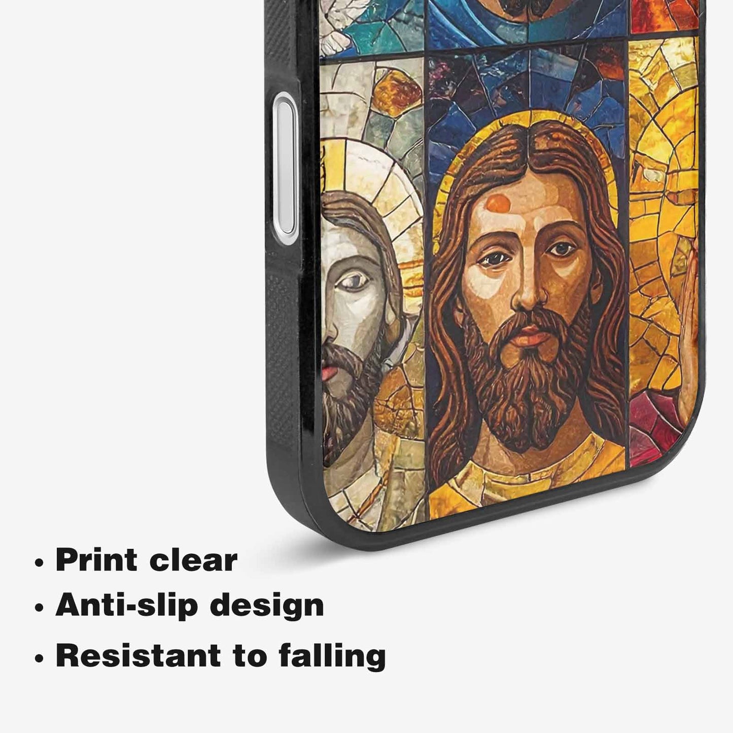 iPhone 16 Plus Case — Jesus Face Small Cross And Faith, Original Design Phone Case