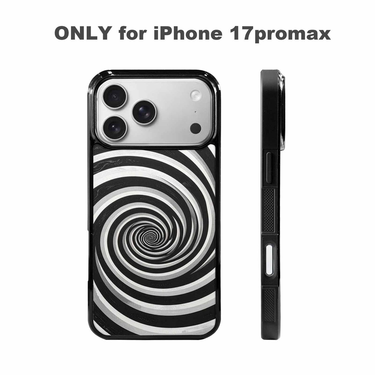 iPhone 17 Pro Max Case — Hypnotic Spiral Optical Illusion Original Art, Custom Printed Phone Case