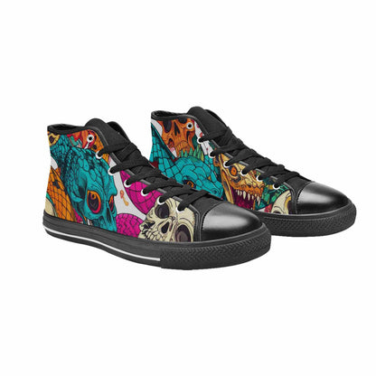 WOMEN'S Snake Print Skull High Top Canvas Dark Academia Custom Shoes