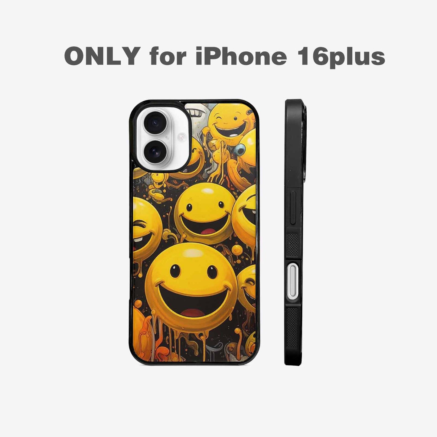 iPhone 16 Plus Case — Melting Moon Smiley Red Splatt, Personalized Phone Case