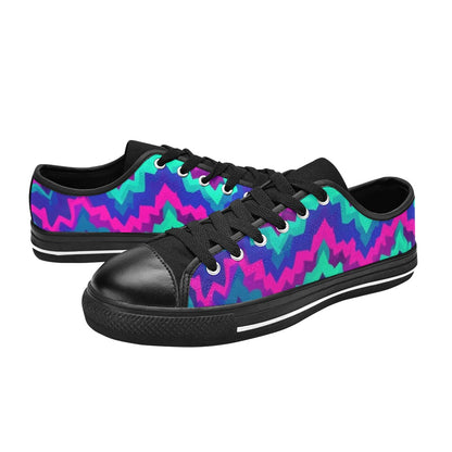 MEN'S Psychedelic Chevron Vortex Low Top Canvas Vibrant Chaos Sneakers