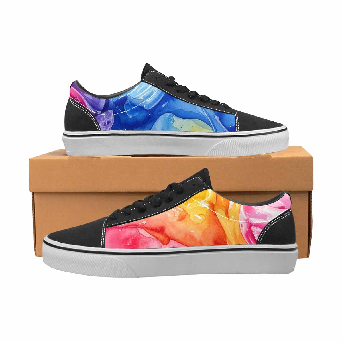 WOMEN'S Melting Icecream Collage Canvas Lace-Up Vibrant Chaos Sneakers