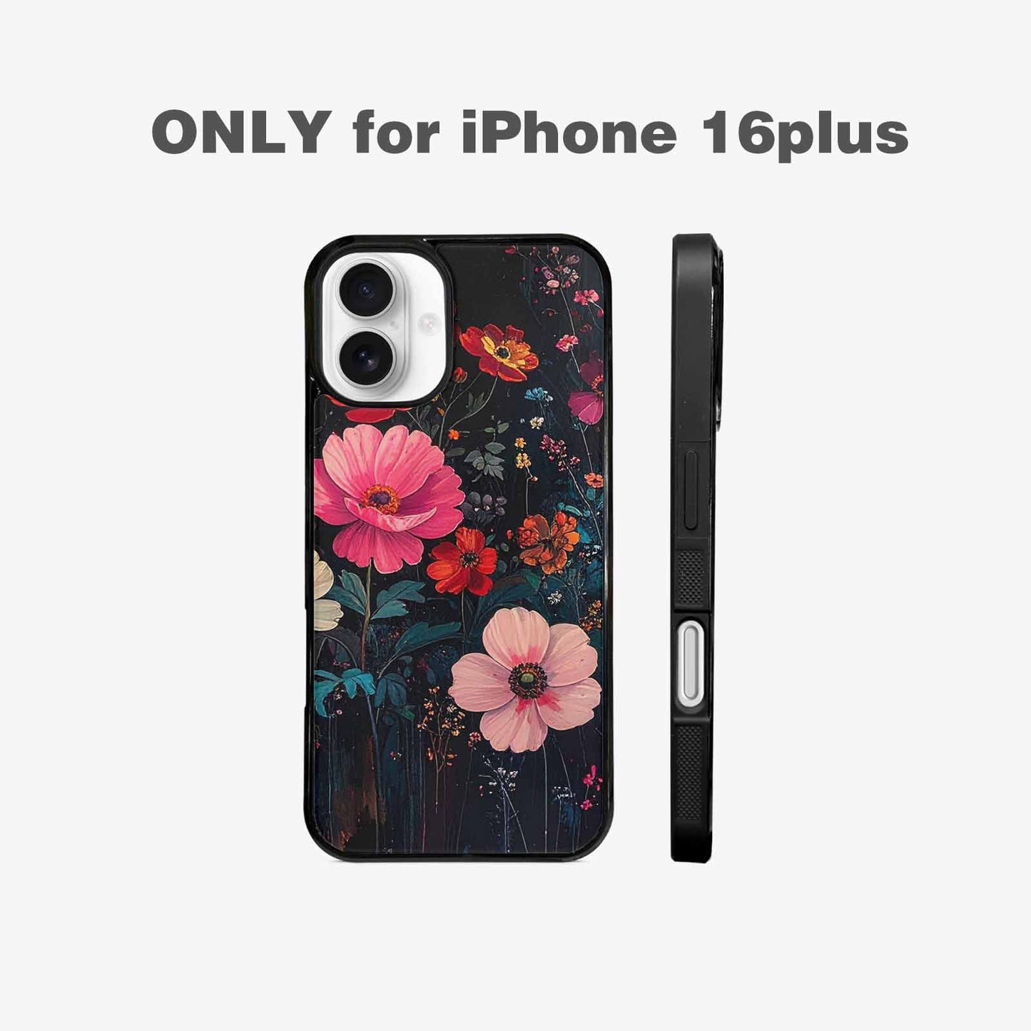 iPhone 16 Plus Case — Shadowy Glitch Floral Pattern Hundreds Of, Custom Art Phone Cover