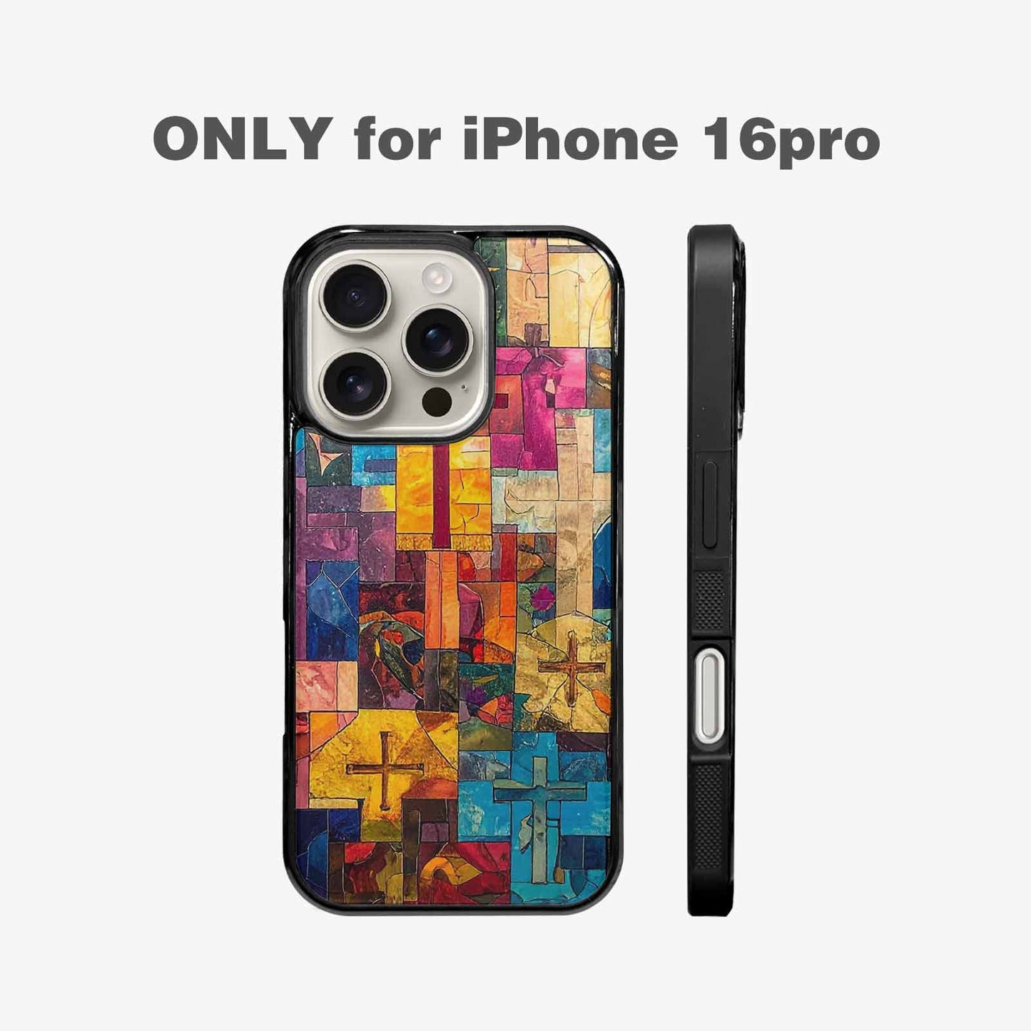iPhone 16 Pro Case — Faith Cross And Faith Icons Pattern, Personalized Phone Case