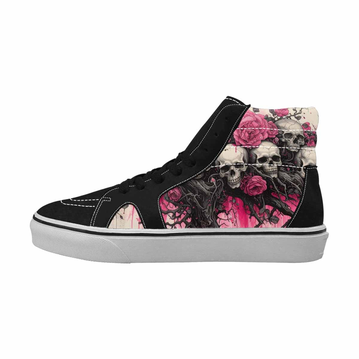 MEN'S Skull Roses High Top Canvas Kaleidoscope Custom Sneakers