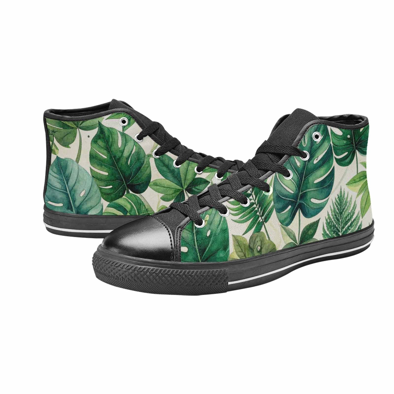 MEN'S Seven-Point Palmate Leaf High Top Canvas Grunge Custom Sneakers