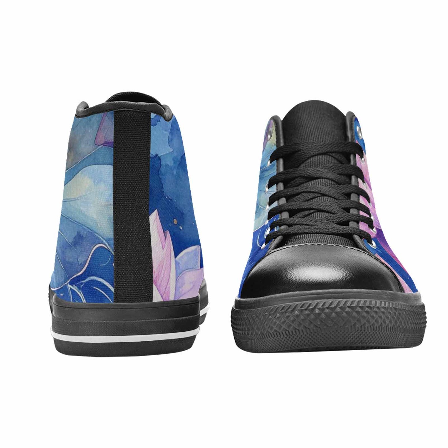 MEN'S Water Lilies Impressionist High Top Canvas Wallpaper Art Shoes