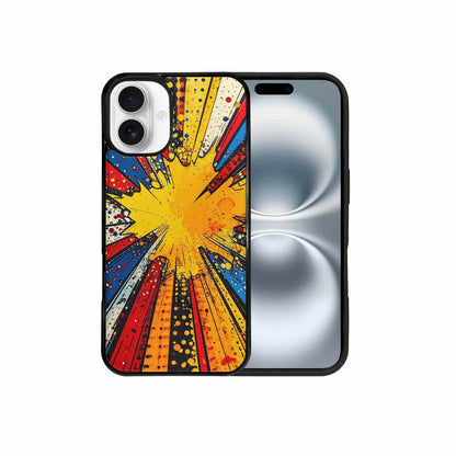 iPhone 16 Plus Case — Comic Halftone Comic Bursts Pattern Hundreds, Custom Print Case Cover