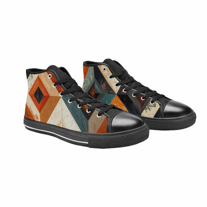 WOMEN'S Southwestern Geometric Diamond High Top Canvas Vibrant Chaos Custom Shoes