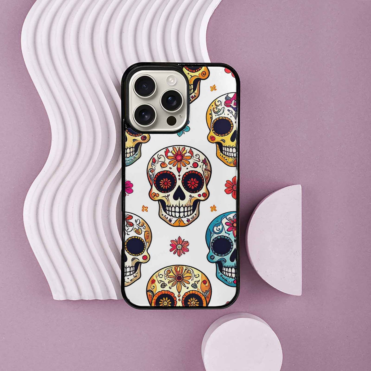 iPhone 16 Pro Max Case — Vibrant Skull Seamless, Unique Phone Case Design