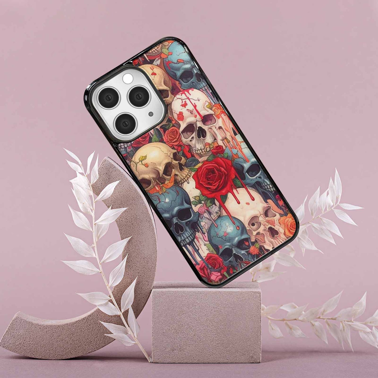 iPhone 15 Pro Max Case — Skulls And Roses Skulls And Roses, Custom Printed Phone Case