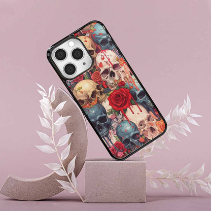 iPhone 15 Pro Max Case — Skulls And Roses Skulls And Roses, Custom Printed Phone Case