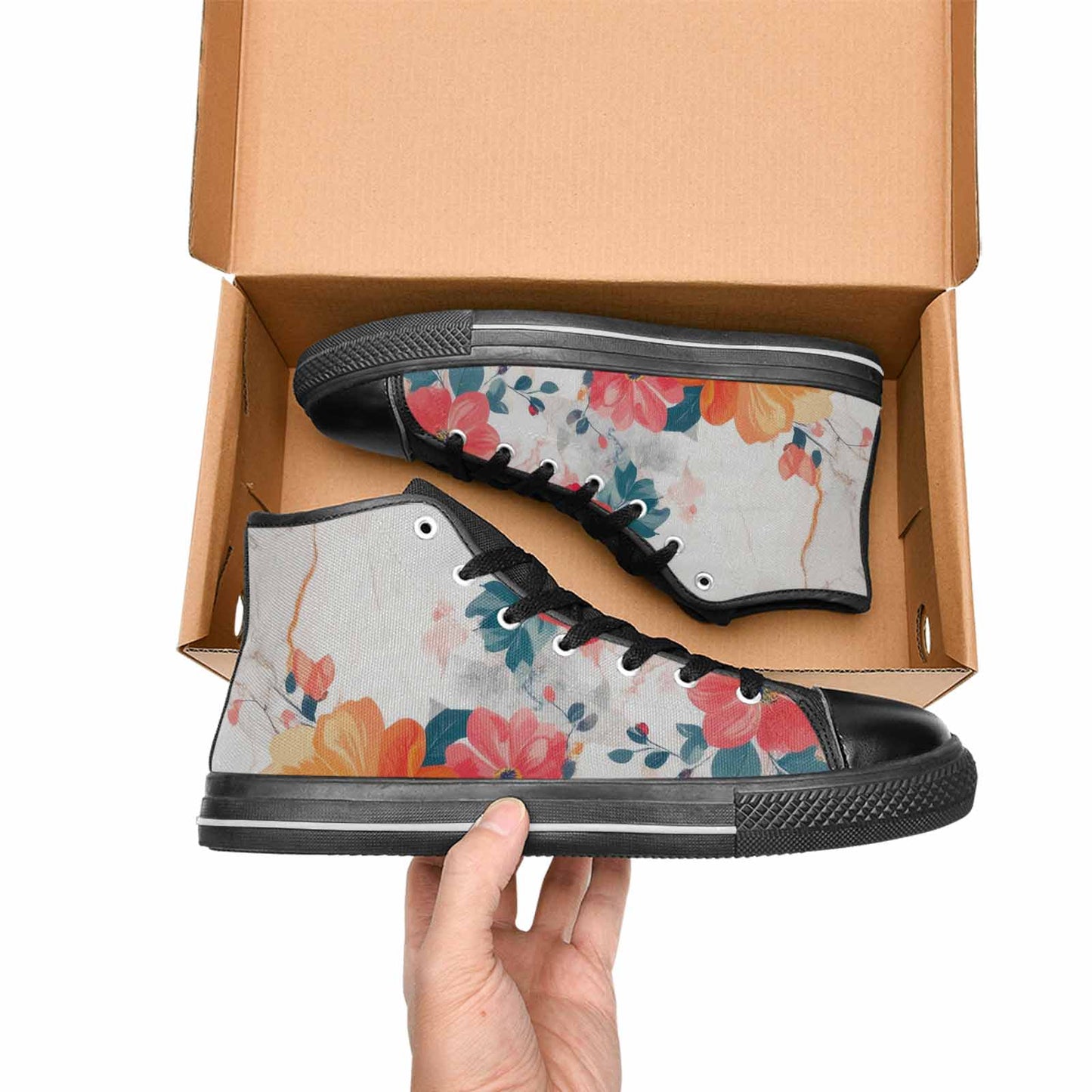 MEN'S Marble Floral High Top Canvas Y2K Shoes