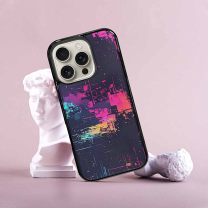 iPhone 16 Pro Case — Glitch Dark Art Seamless Pattern Vibrant, Custom Designed Case Cover