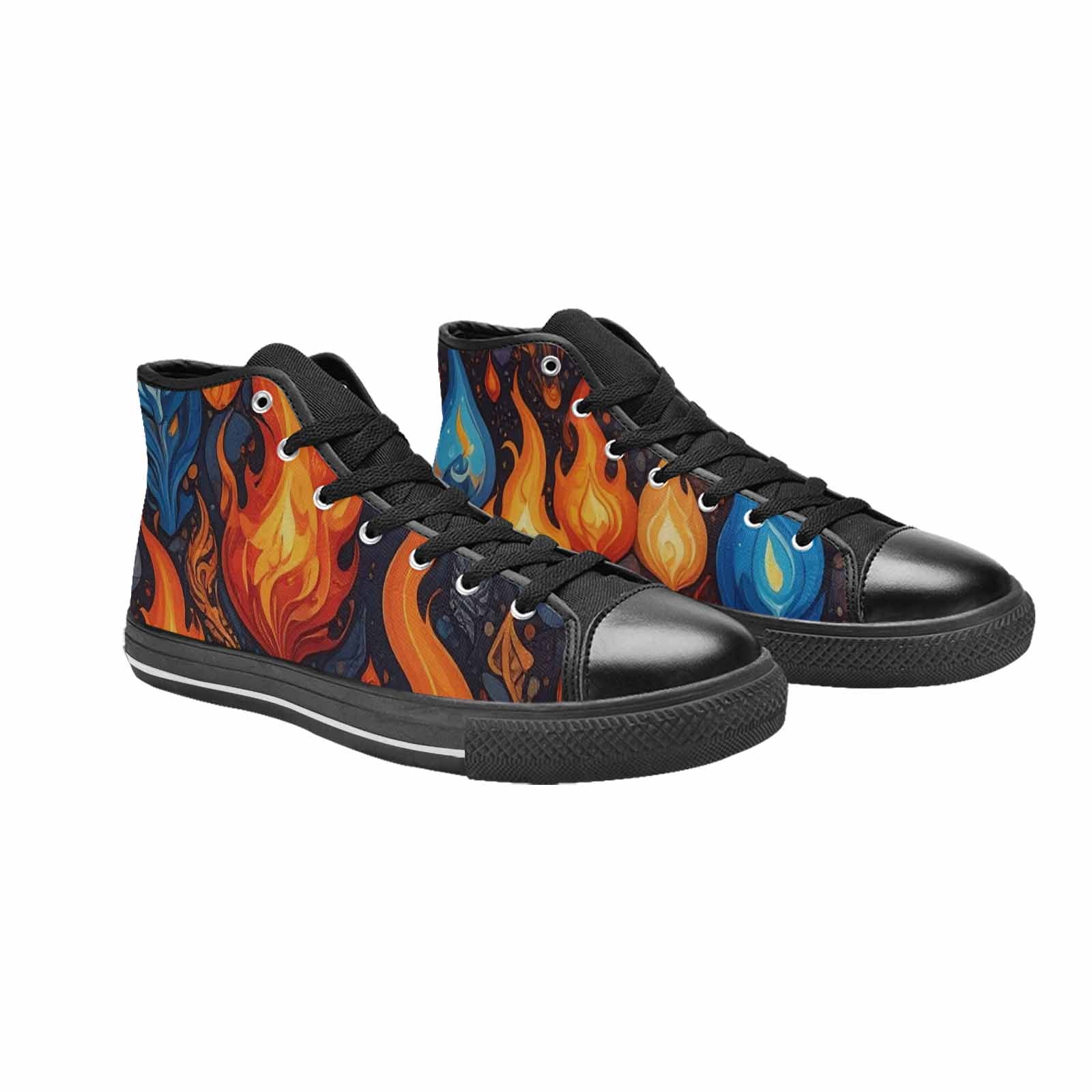 WOMEN'S Fire Flame High Top Canvas Cottagecore Sneakers