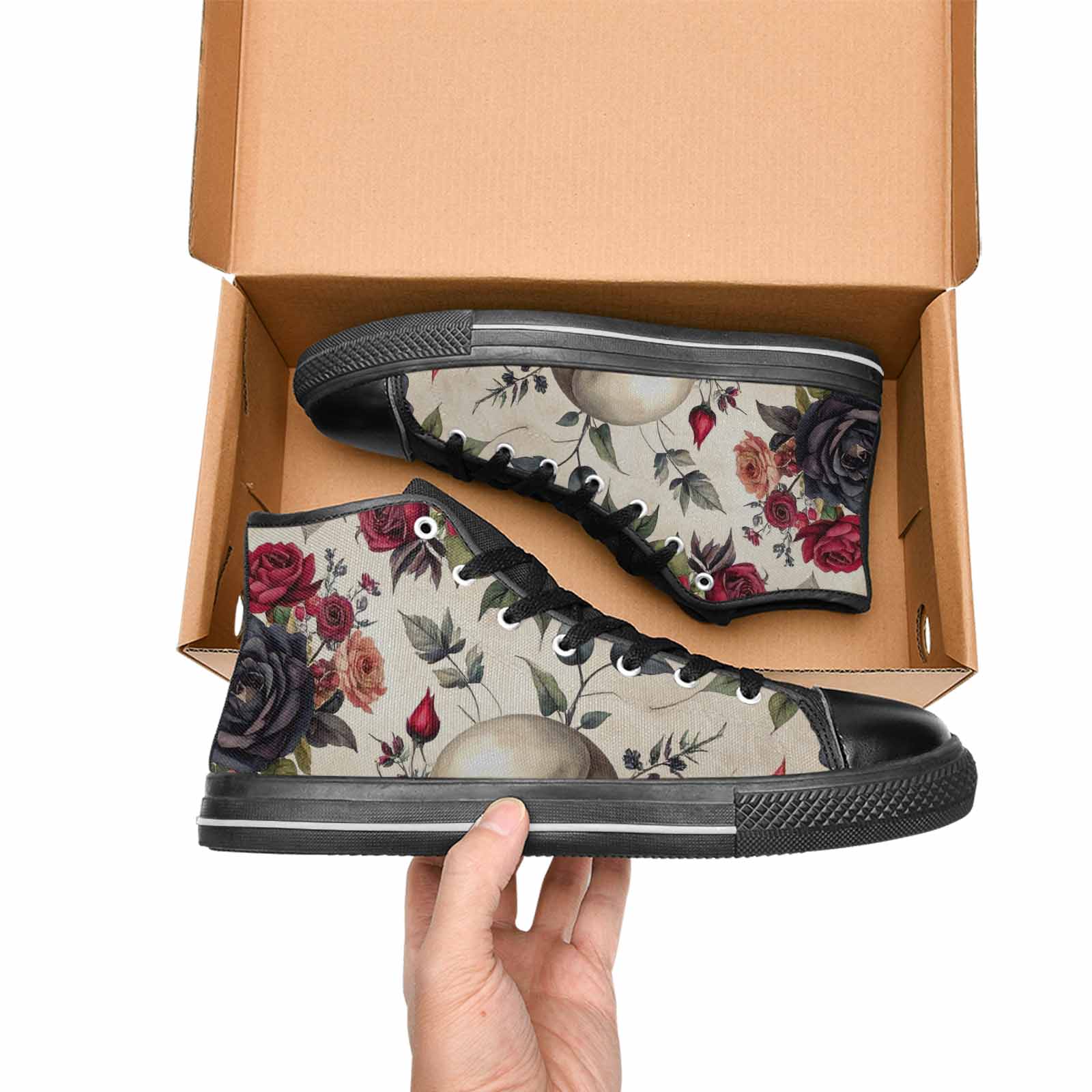 MEN'S Skulls - Roses High Top Canvas Grunge Sneakers