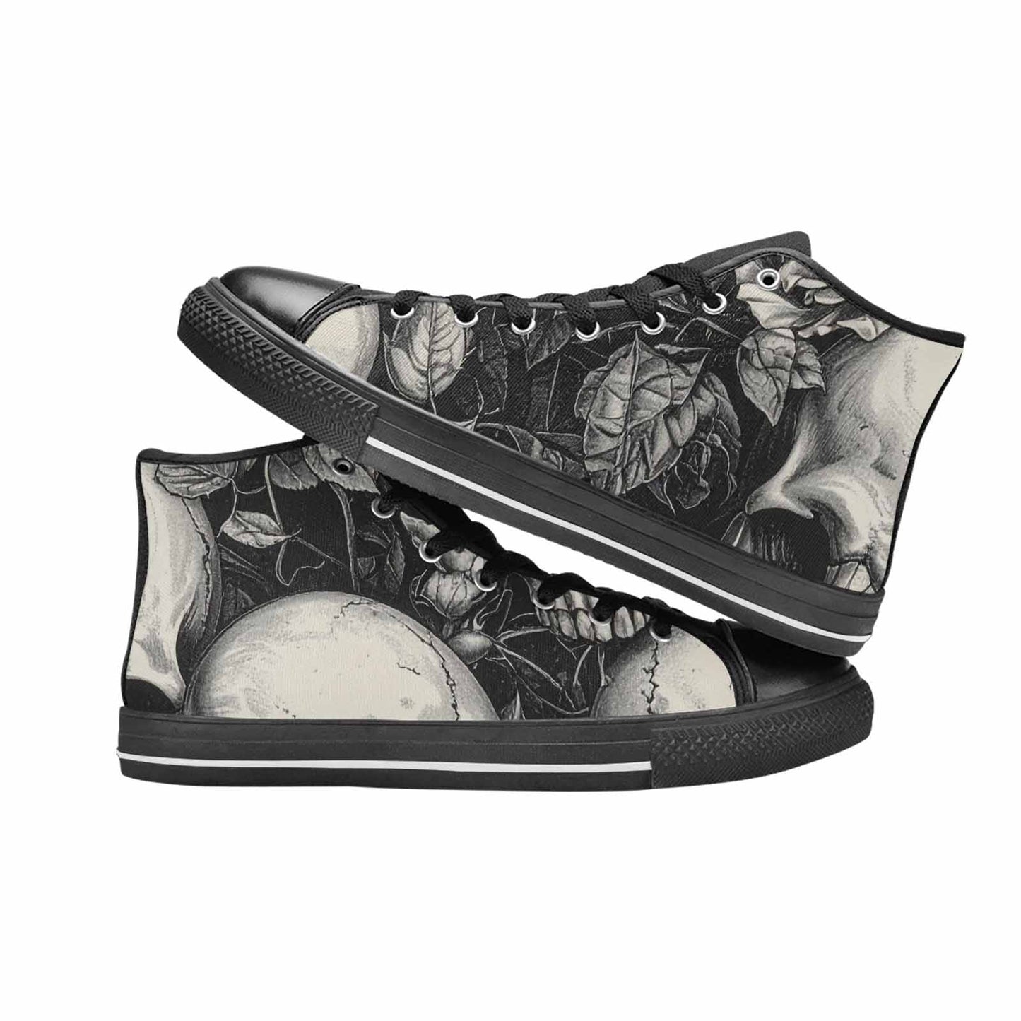 MEN'S Skulls Roses Pen Ink High Top Canvas Dreamcore Sneakers
