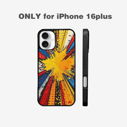 iPhone 16 Plus Case — Comic Halftone Comic Bursts Pattern Hundreds, Custom Print Case Cover
