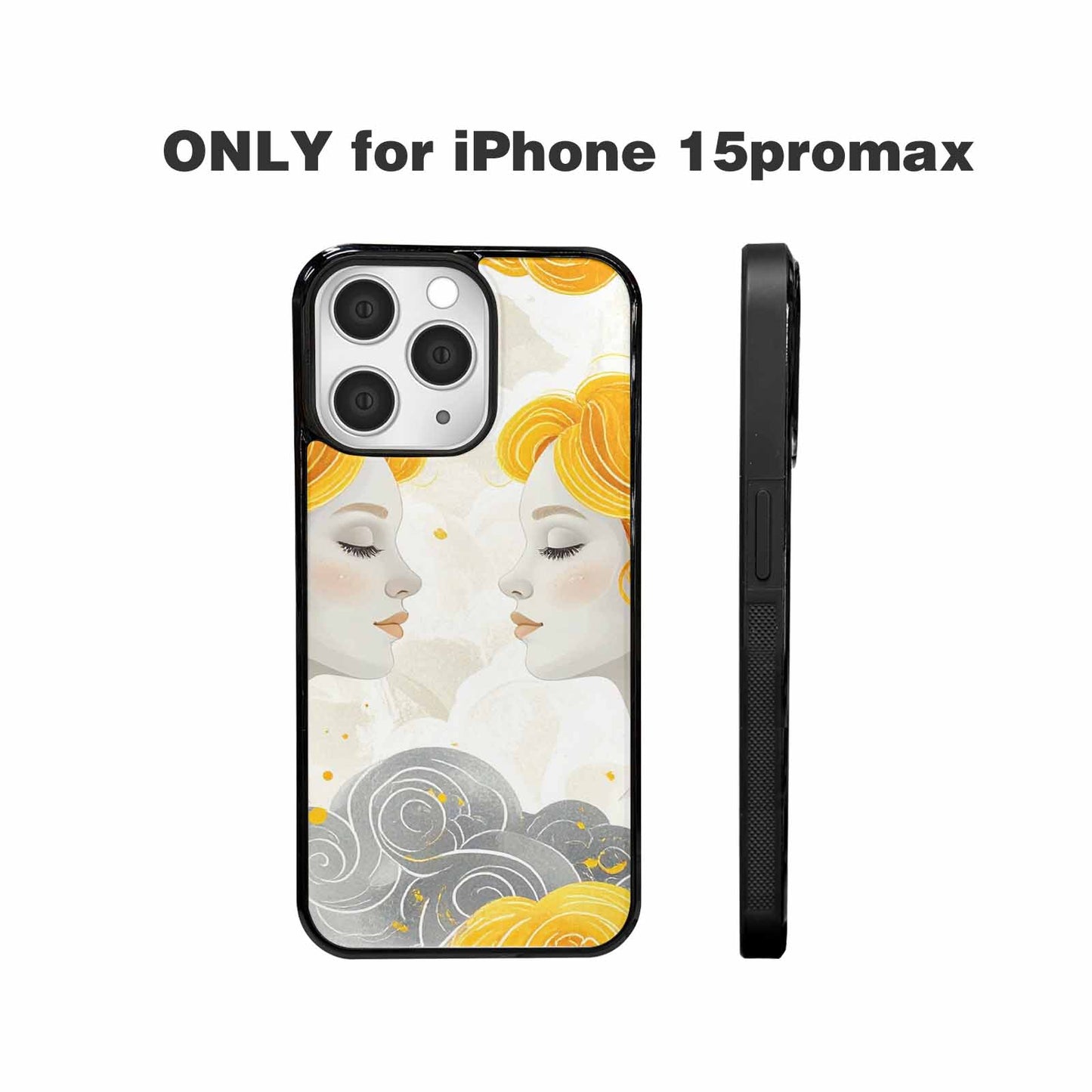 iPhone 15 Pro Max Case — Gemini Twins Zodiac Pattern Seamless Repeat, Custom Printed Phone Case