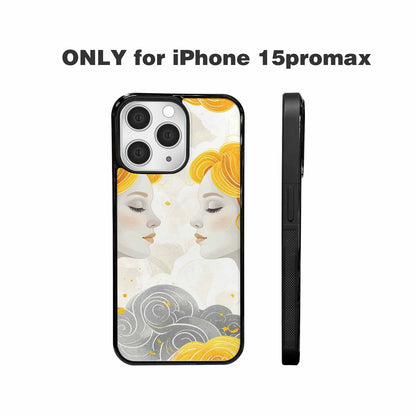 iPhone 15 Pro Max Case — Gemini Twins Zodiac Pattern Seamless Repeat, Custom Printed Phone Case