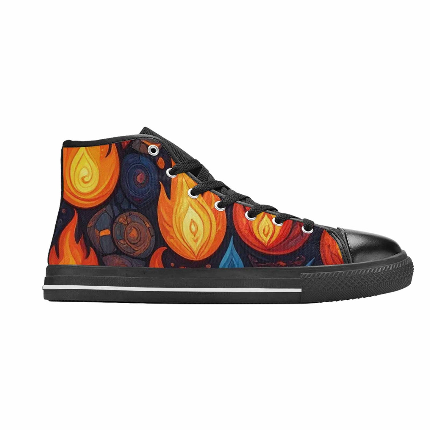 WOMEN'S Fire Flame High Top Canvas Dark Academia Sneakers