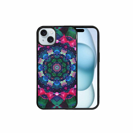 iPhone 15 Plus Case — Crystal Mandala Art Seamless Pattern Vibrant, Customized Protective Case
