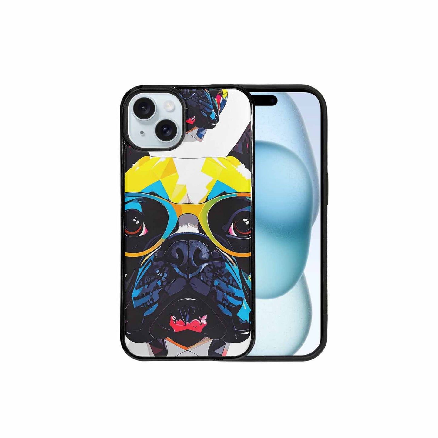 iPhone 15 Plus Case — French Bulldog Pop Art Pattern, Custom Print Case Cover