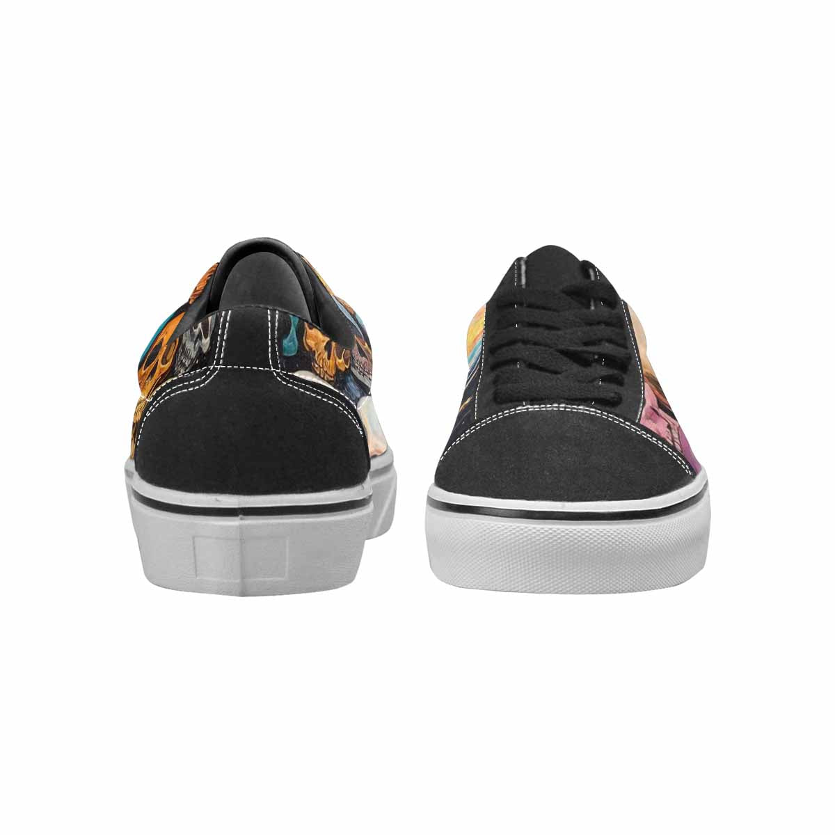 WOMEN'S Skulls  Marble Skulls Lace-Up Canvas Wallpaper Art Sneakers