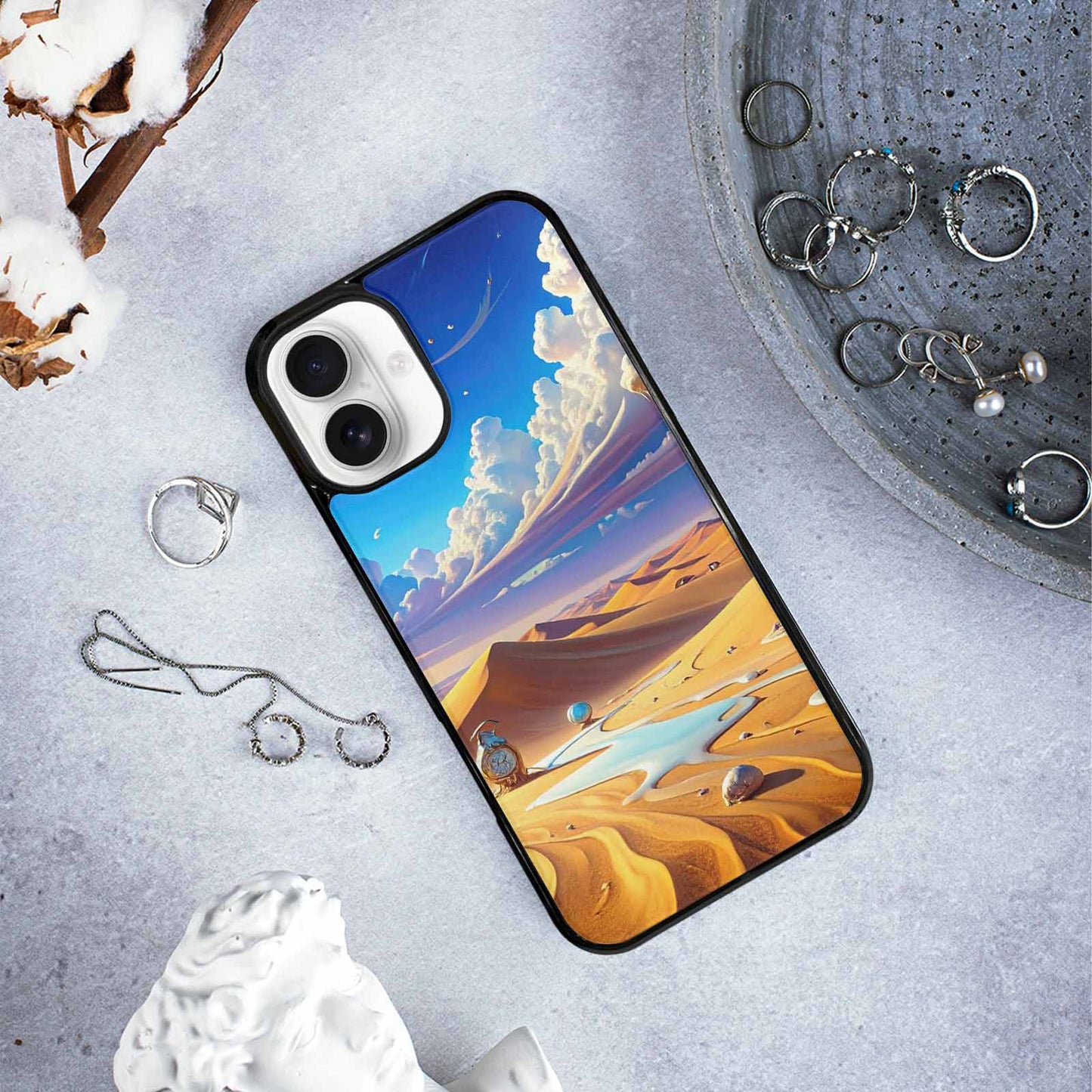 iPhone 16 Plus Case — Surrealist Desert Dreamscape Custom Personalized Phone, Custom Made Phone Cover