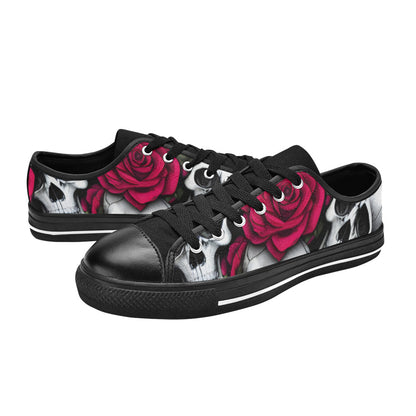 WOMEN'S Cc Skulls Roses 1 Canvas Wallpaper Art Custom Shoes
