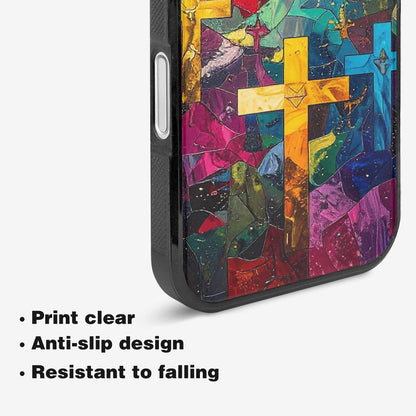 iPhone 16 Case — Faith Cross And Faith Icons Pattern, Unique Phone Case Design