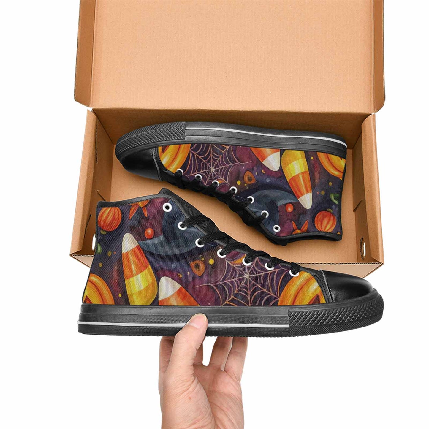 WOMEN'S Halloween High Top Canvas Vibrant Chaos Sneakers