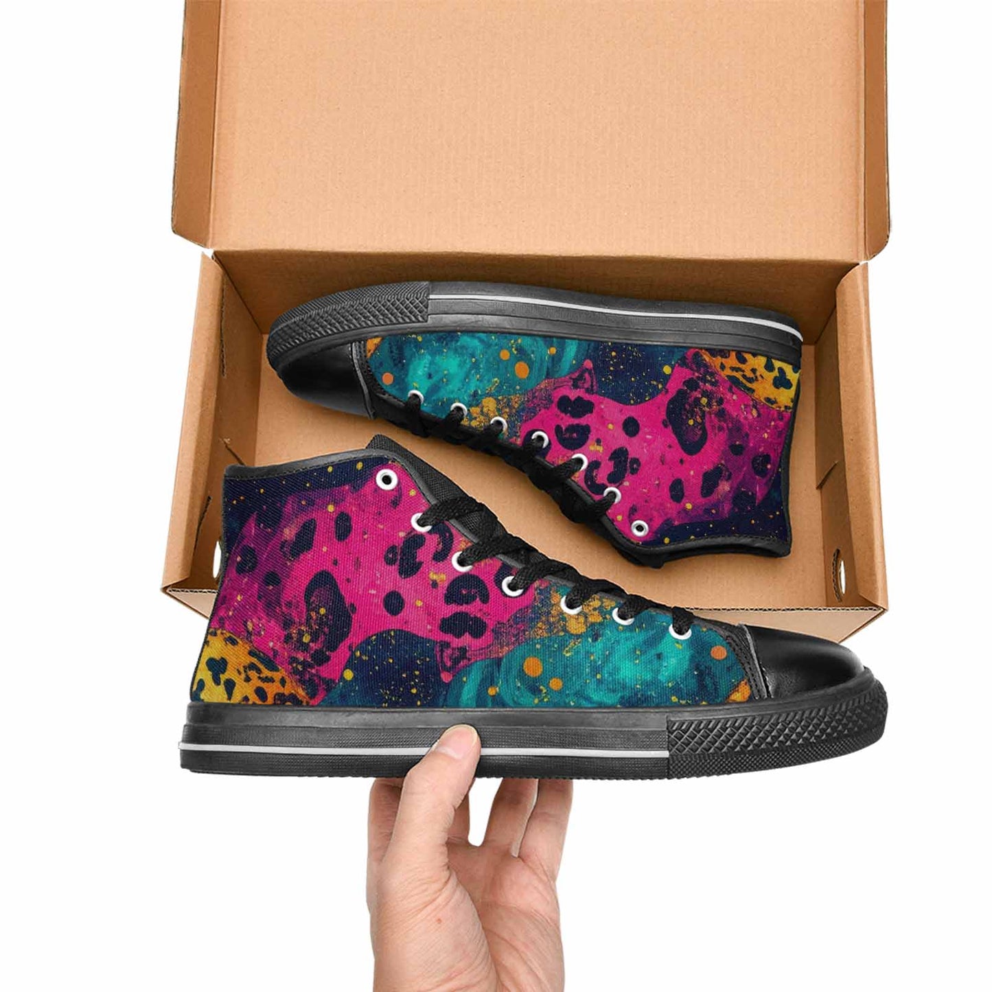 MEN'S Leopard Print Galaxy High Top Canvas Surreal Custom Shoes