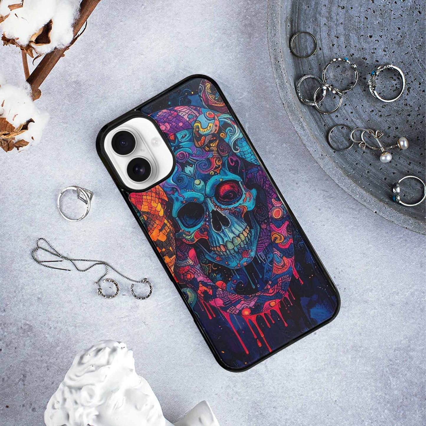 iPhone 16 Plus Case — Snakes And Skulls Collage Custom, Custom Printed Phone Case