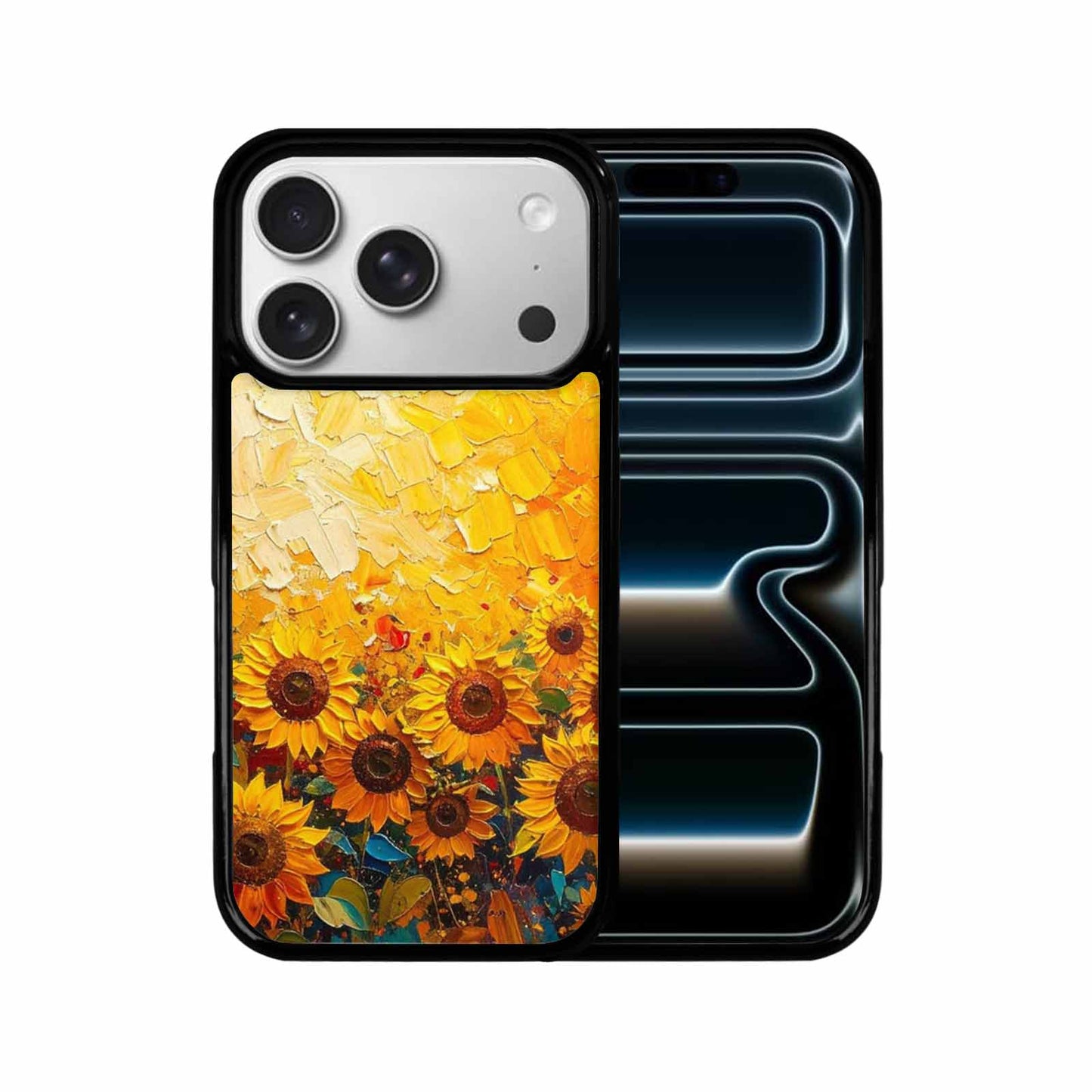 iPhone 17 Pro Case — Impressionist Sunflower Brushstroke Pattern Hundreds Floral, Original Design Phone Case
