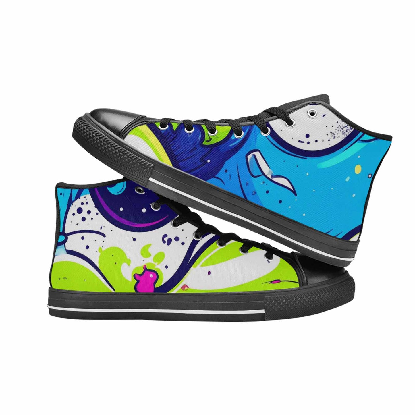 WOMEN'S Acid Wash Cartoon High Top Canvas Neon Fantasy Custom Shoes